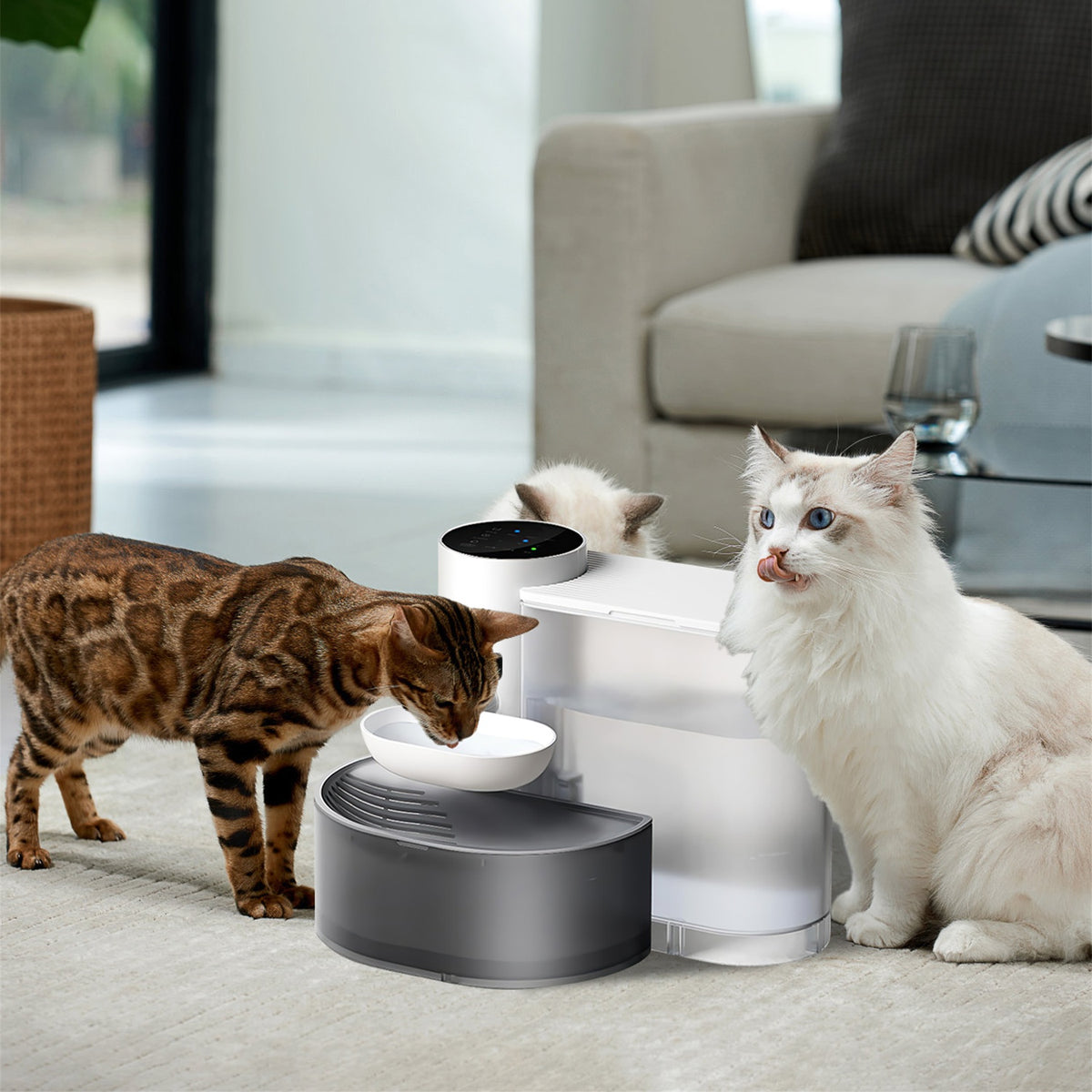 Aura 1Pc Smart Pet Water Fountain Automatic Cat Water Dispenser 3L Cordless Rechargeable Dog Water Fountain Self-Refill With 3 Adjustable Volume 3 Time Intervals Touch Control