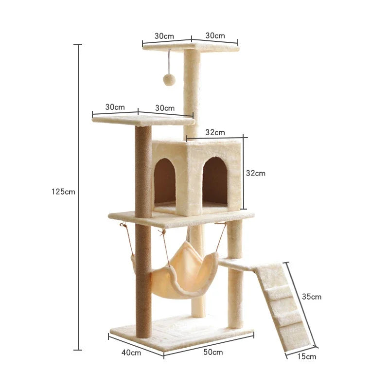 Large Cat Tree Tower Plush with Hammock