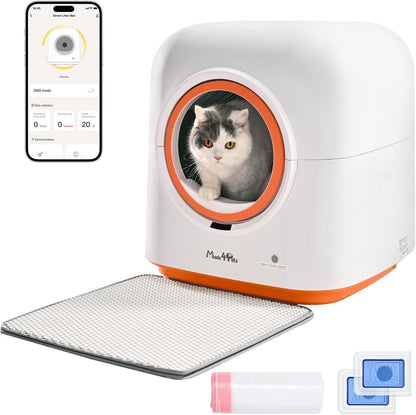 Aura 60L Automatic Cat Litter Box, Smart App Control, Deodorizing, Infrared Sensor, Suitable For Multiple Cats