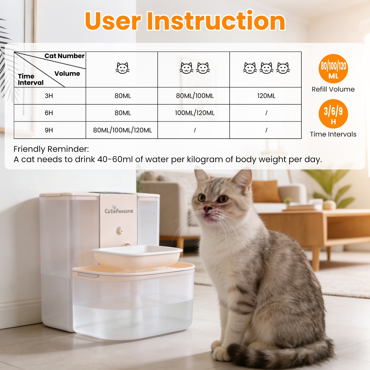 Aura 1Pc Smart Pet Water Fountain Automatic Cat Water Dispenser 4.5L Cordless Rechargeable Dog Water Fountain Self-Refill With 3 Adjustable Volume 3 Time Intervals Remote Control Cleaning Brush