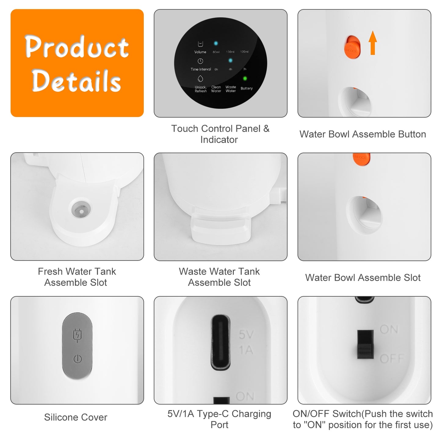 Aura 1Pc Smart Pet Water Fountain Automatic Cat Water Dispenser 3L Cordless Rechargeable Dog Water Fountain Self-Refill With 3 Adjustable Volume 3 Time Intervals Touch Control