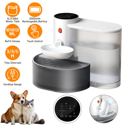 Aura 1Pc Smart Pet Water Fountain Automatic Cat Water Dispenser 3L Cordless Rechargeable Dog Water Fountain Self-Refill With 3 Adjustable Volume 3 Time Intervals Touch Control