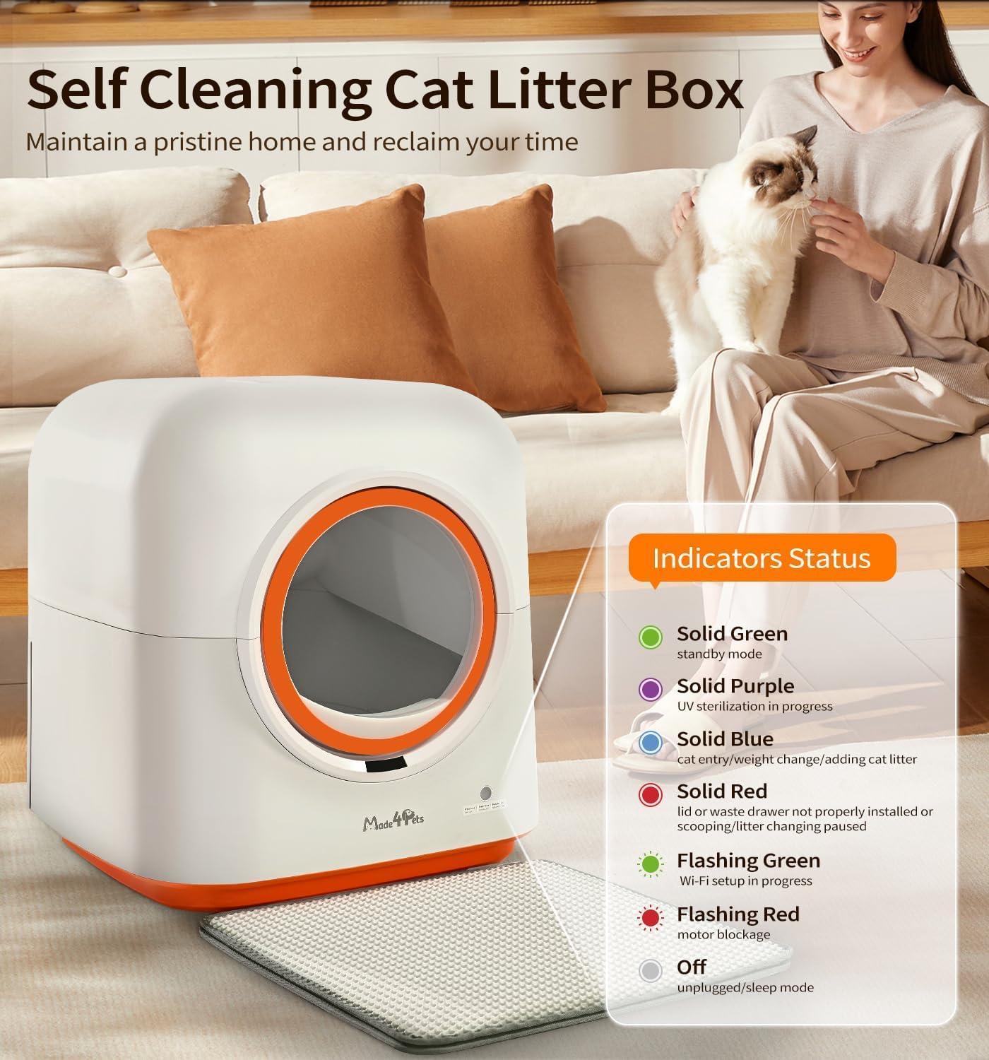 Aura 60L Automatic Cat Litter Box, Smart App Control, Deodorizing, Infrared Sensor, Suitable For Multiple Cats
