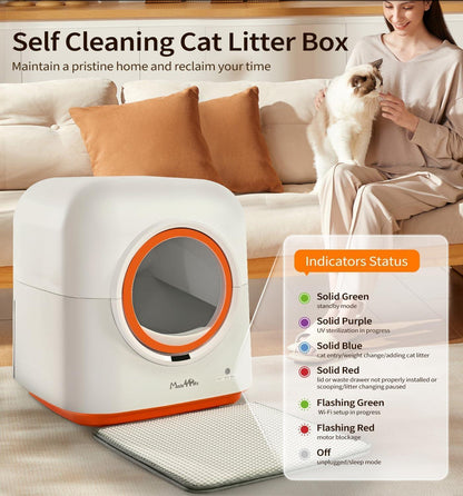 Aura 60L Automatic Cat Litter Box, Smart App Control, Deodorizing, Infrared Sensor, Suitable For Multiple Cats