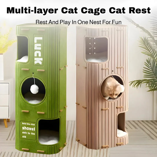 Cozy Multi-Level Cat Nest Tower