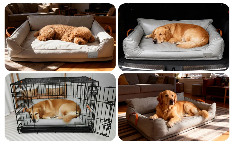 Large Dog Bed Leather Soft Plush Donut Snuggly Warm Cozy Pet Mat for Small to Extra Extra Large Dogs Rectangle Shape