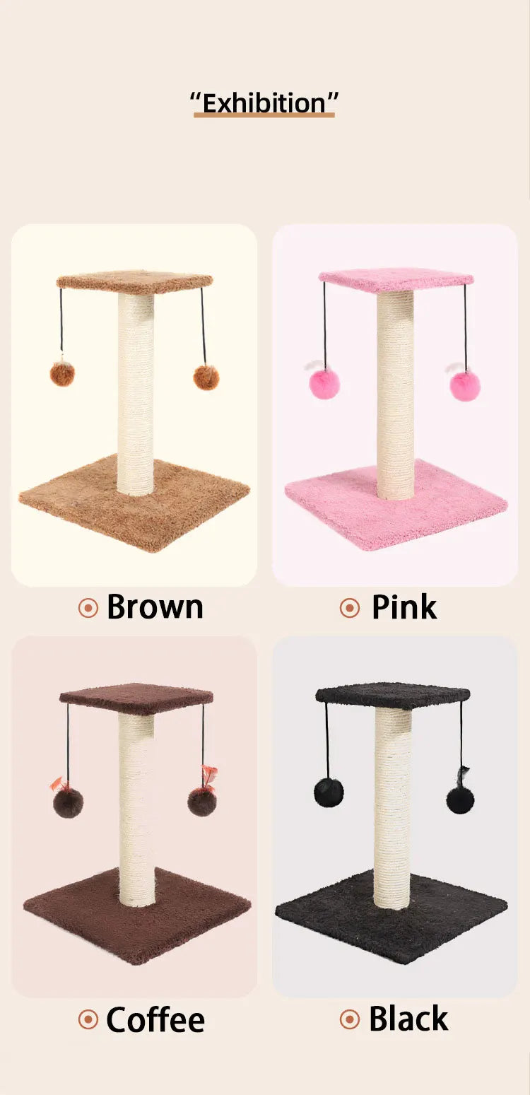 Agave Non-Shedding Cat Tree Vertical Scratching Post with Toy Self-Amusement Cat Toy Scratching Board for Small Cats