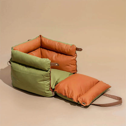 Aura Pet Outing Lathe Luxury Faux Leather Dog Car Seat/Cat Car Bed/Booster Bed Pet Booster Car Seat Dog Cat Travel Seat