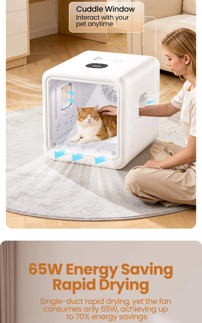 Aura Automatic Pet Drying Box 70L Smart Temperature Control Drying Pet Hair Grooming For Dog Cat Dryer 4 Speeds Ultra Quiet
