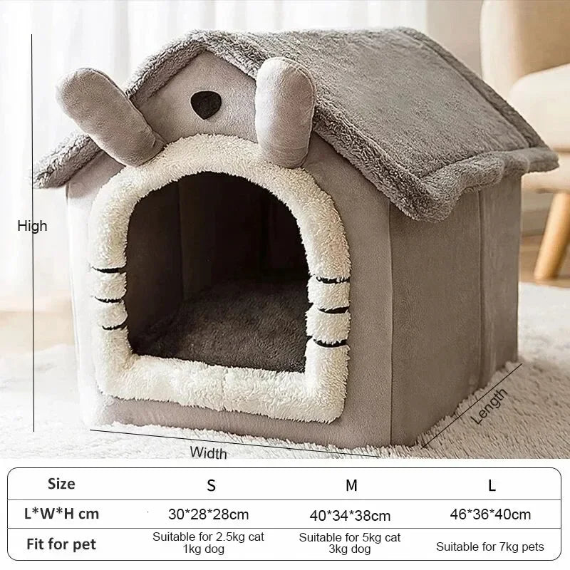Aura Indoor Warm Dog House Soft Pet Bed Tent House Dog Kennel Cat Bed Removable and Washable Cushion Suitable Four Season Universal