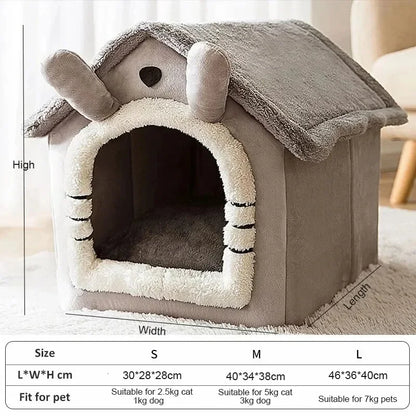 Aura Indoor Warm Dog House Soft Pet Bed Tent House Dog Kennel Cat Bed Removable and Washable Cushion Suitable Four Season Universal