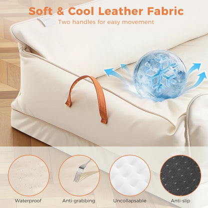Large Dog Bed Leather Soft Plush Donut Snuggly Warm Cozy Pet Mat for Small to Extra Extra Large Dogs Rectangle Shape