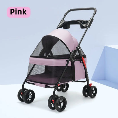 Pet Stroller Dogs Cats Teddy Bear Baby Stroller Small Pet Stroller Light and Foldable Suitable Outdoor Travel Dog Cat Supplies