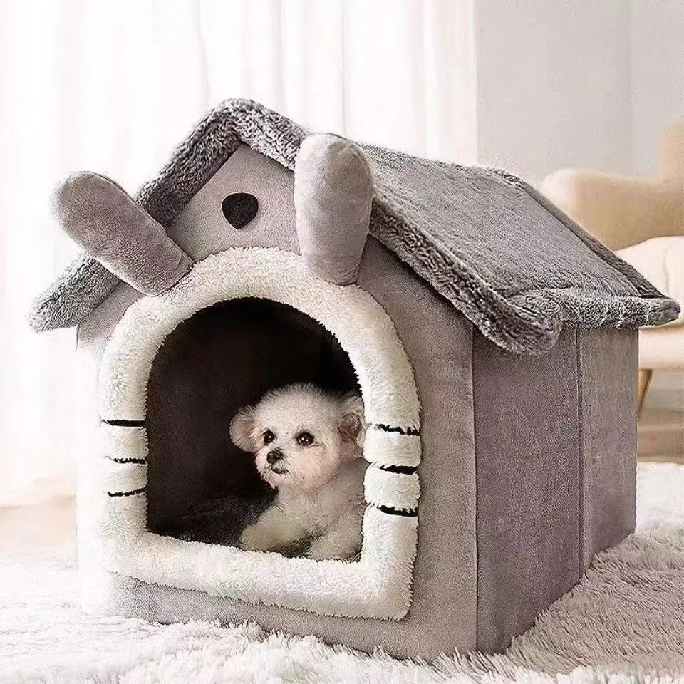 Aura Indoor Warm Dog House Soft Pet Bed Tent House Dog Kennel Cat Bed Removable and Washable Cushion Suitable Four Season Universal