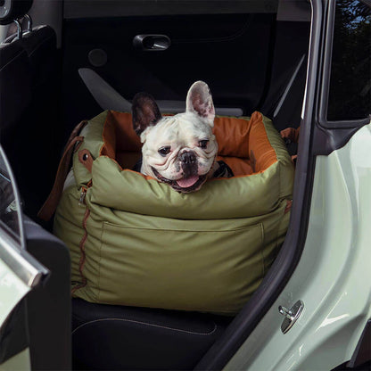 Aura Pet Outing Lathe Luxury Faux Leather Dog Car Seat/Cat Car Bed/Booster Bed Pet Booster Car Seat Dog Cat Travel Seat