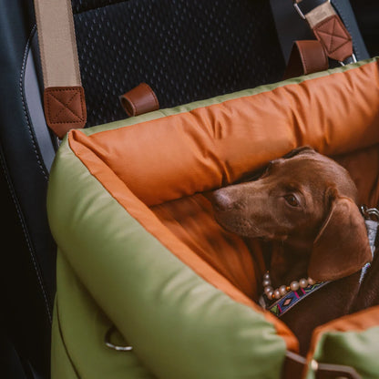 Aura Pet Outing Lathe Luxury Faux Leather Dog Car Seat/Cat Car Bed/Booster Bed Pet Booster Car Seat Dog Cat Travel Seat