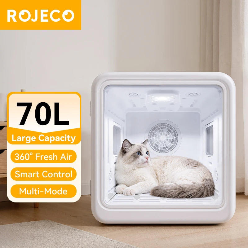 Aura Automatic Pet Drying Box 70L Smart Temperature Control Drying Pet Hair Grooming For Dog Cat Dryer 4 Speeds Ultra Quiet