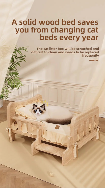 Pet bed, solid wood dog bed, all-season cat bed,pet sleeping sofa,cat bed and dog bed ，cat shelf ，cat condo，wooden cat furniture