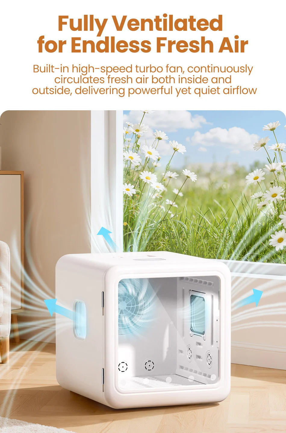 Aura Automatic Pet Drying Box 70L Smart Temperature Control Drying Pet Hair Grooming For Dog Cat Dryer 4 Speeds Ultra Quiet