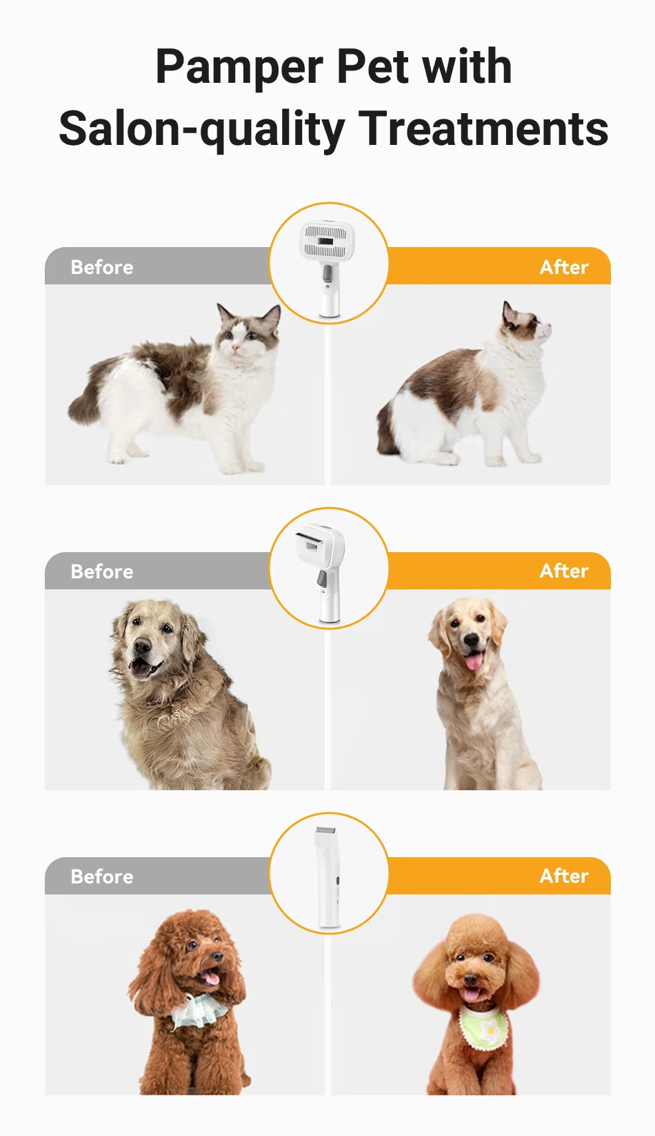 Aura Pet Multifunction Grooming Vacuum Kit 5-IN-1 Portable Household Vacuum Cleaner For Pet Cat Dog Hair Vacuum Groomer Kit