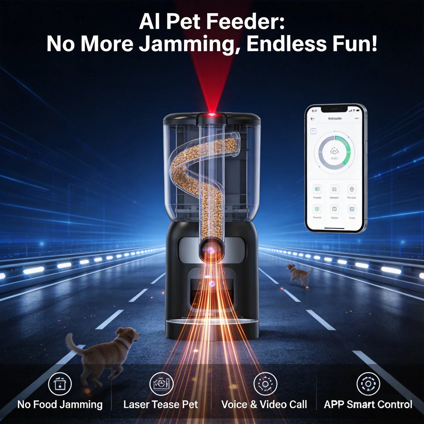 Aura Smart Automatic Cat Feeder with Camera, 1080P Video Visual Pet Food Dispenser, Timed Auto Pet Feeder for Cats and Dogs