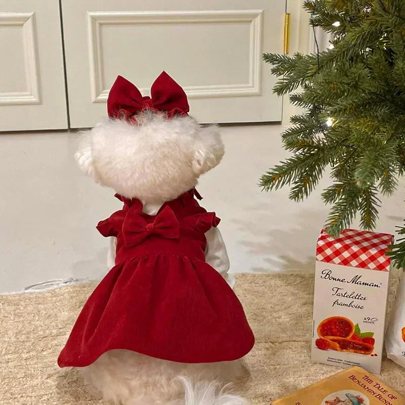 Puppy Bow Dog Dress Winter