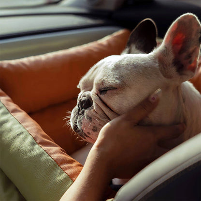 Aura Pet Outing Lathe Luxury Faux Leather Dog Car Seat/Cat Car Bed/Booster Bed Pet Booster Car Seat Dog Cat Travel Seat