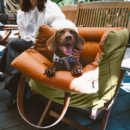 Aura Pet Outing Lathe Luxury Faux Leather Dog Car Seat/Cat Car Bed/Booster Bed Pet Booster Car Seat Dog Cat Travel Seat