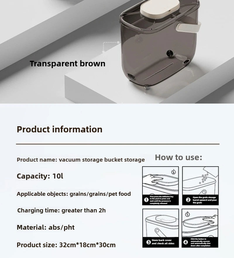Aura Intelligent Pet Food Container Vacuum 10L Easy Clean Cat Food Storage Moisture-proof and Insect-proof Pet Products Supplies
