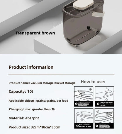 Aura Intelligent Pet Food Container Vacuum 10L Easy Clean Cat Food Storage Moisture-proof and Insect-proof Pet Products Supplies