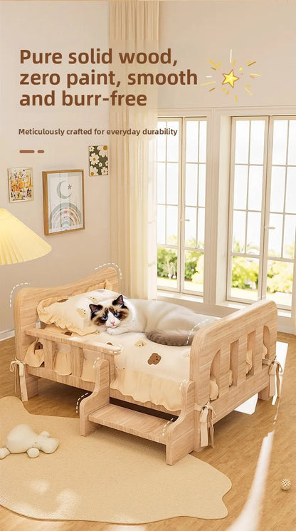 Pet bed, solid wood dog bed, all-season cat bed,pet sleeping sofa,cat bed and dog bed ，cat shelf ，cat condo，wooden cat furniture