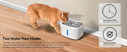 Aura Cat Water Fountain with APP Wireless Connected 84oz/2.5L Automatic Pet Water Fountain with Stainless Steel Tray Weight Sensor