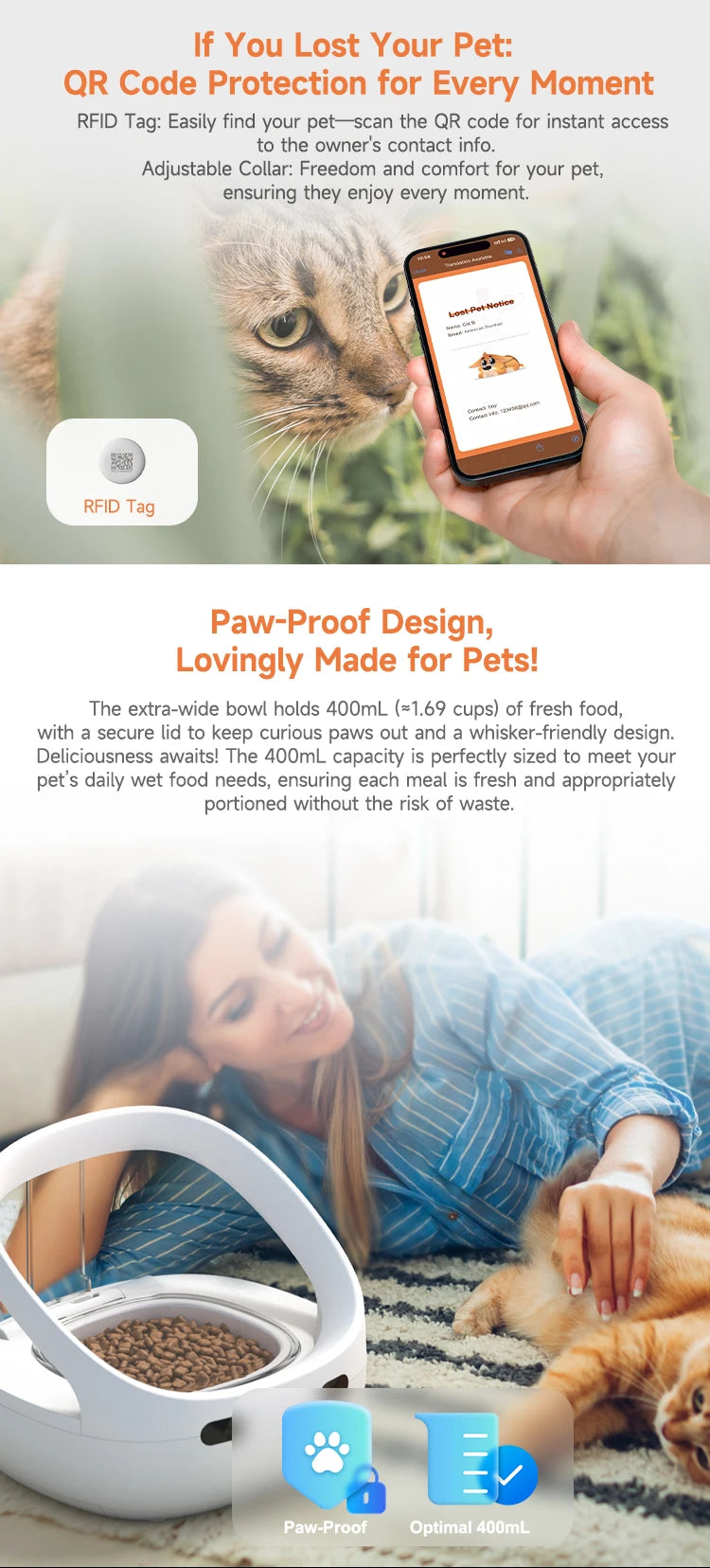 Aura New NutriCare Feeder Tailored For Multi-Pet Households Pet feeder Cat And Dog Feeder With App Global Version