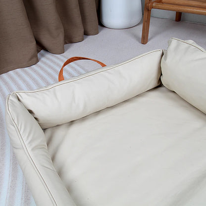 Large Dog Bed Leather Soft Plush Donut Snuggly Warm Cozy Pet Mat for Small to Extra Extra Large Dogs Rectangle Shape