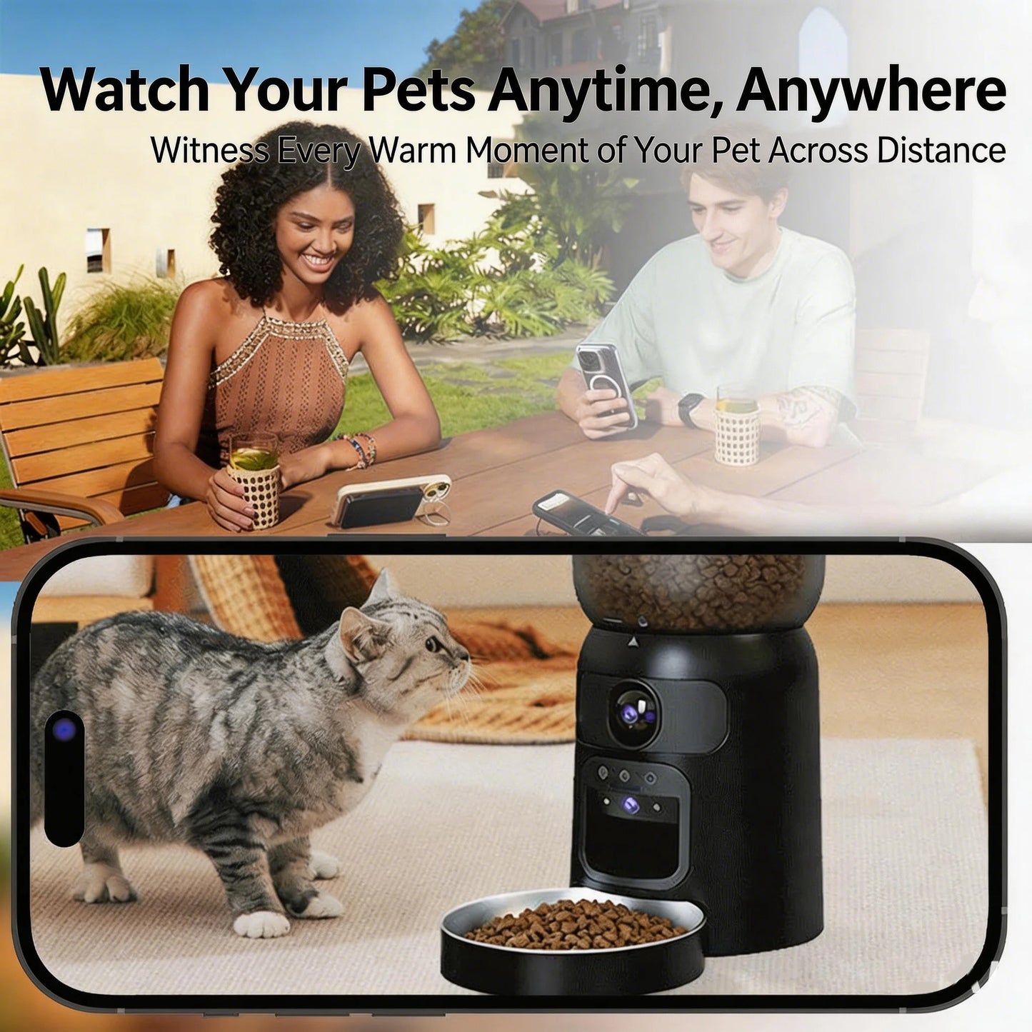 Aura Smart Automatic Cat Feeder with Camera, 1080P Video Visual Pet Food Dispenser, Timed Auto Pet Feeder for Cats and Dogs