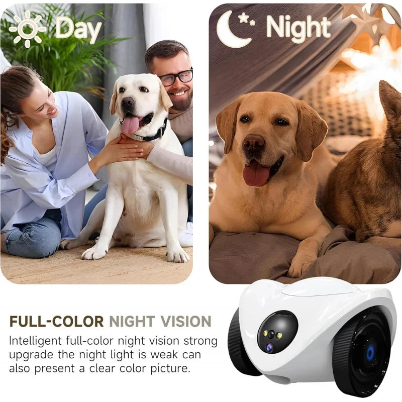 Aura Pet Camera Treat Dispenser, Movable Robot Cam for Dogs Cats, 1080P Indoor Security, 2-Way Talk, 2.4GHz WiFi Only