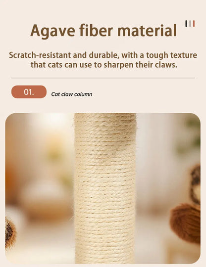 Agave Non-Shedding Cat Tree Vertical Scratching Post with Toy Self-Amusement Cat Toy Scratching Board for Small Cats