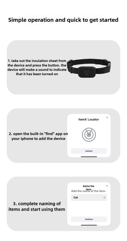 Aura Pet Bluetooth GPS Tracker Dog Mini Tracking Movement Alert Collars Anti Lost Tracker for Cats and Puppies Remote Global Locator