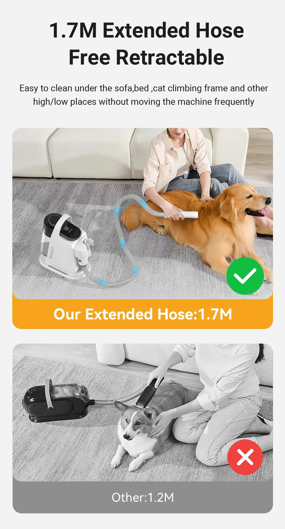 Aura Pet Multifunction Grooming Vacuum Kit 5-IN-1 Portable Household Vacuum Cleaner For Pet Cat Dog Hair Vacuum Groomer Kit