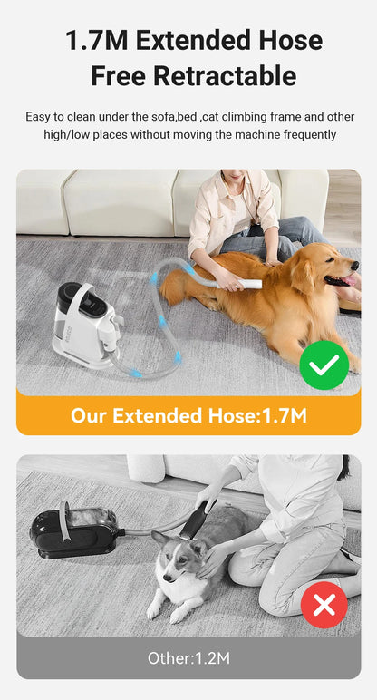 Aura Pet Multifunction Grooming Vacuum Kit 5-IN-1 Portable Household Vacuum Cleaner For Pet Cat Dog Hair Vacuum Groomer Kit
