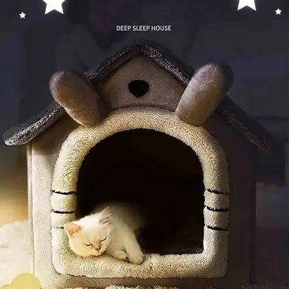 Aura Indoor Warm Dog House Soft Pet Bed Tent House Dog Kennel Cat Bed Removable and Washable Cushion Suitable Four Season Universal