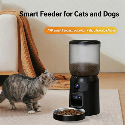 Aura Smart Automatic Cat Feeder with Camera, 1080P Video Visual Pet Food Dispenser, Timed Auto Pet Feeder for Cats and Dogs
