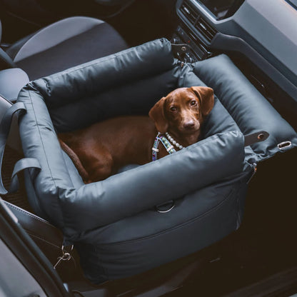 Aura Pet Outing Lathe Luxury Faux Leather Dog Car Seat/Cat Car Bed/Booster Bed Pet Booster Car Seat Dog Cat Travel Seat