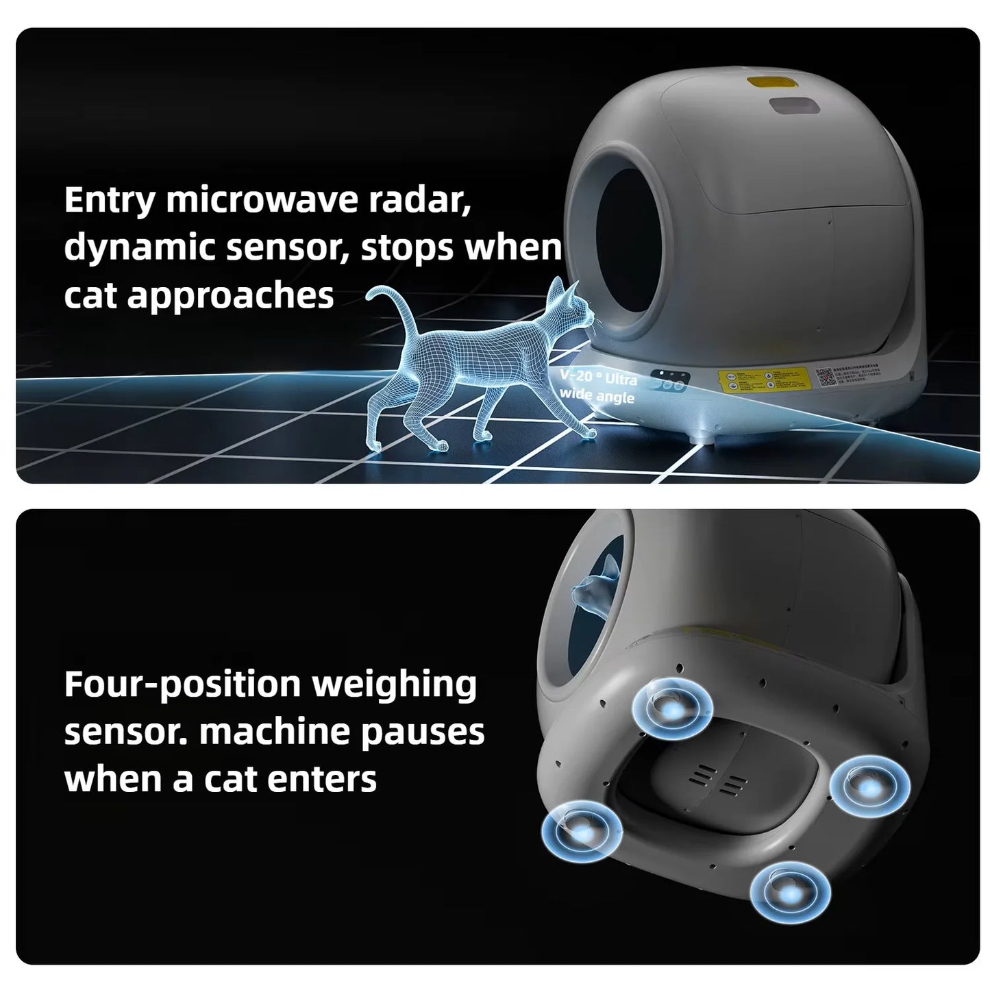 Aura 78L Self Cleaning Cat Litter Box Fully Enclosed Automatic Cat Sand Box App Control Extra Large Space Smart Pet Toilet Tray