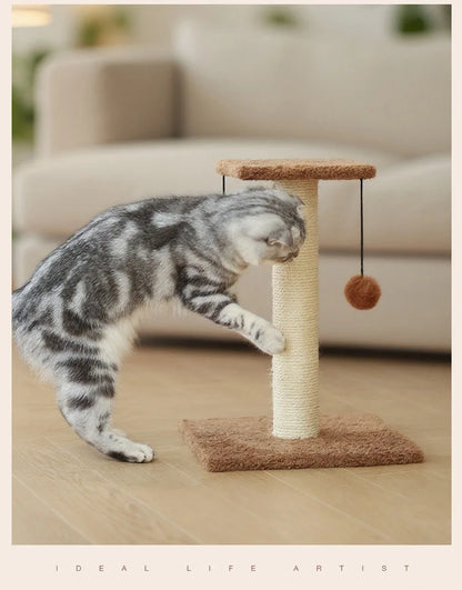 Agave Non-Shedding Cat Tree Vertical Scratching Post with Toy Self-Amusement Cat Toy Scratching Board for Small Cats