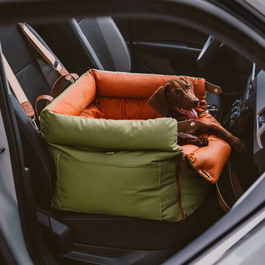 Aura Pet Outing Lathe Luxury Faux Leather Dog Car Seat/Cat Car Bed/Booster Bed Pet Booster Car Seat Dog Cat Travel Seat