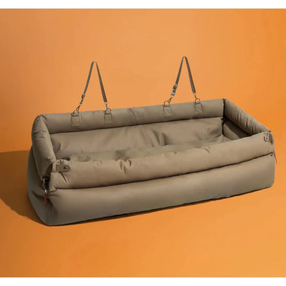 Aura Pet Outing Lathe Luxury Faux Leather Dog Car Seat/Cat Car Bed/Booster Bed Pet Booster Car Seat Dog Cat Travel Seat