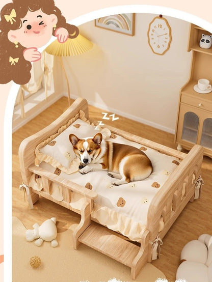 Pet bed, solid wood dog bed, all-season cat bed,pet sleeping sofa,cat bed and dog bed ，cat shelf ，cat condo，wooden cat furniture
