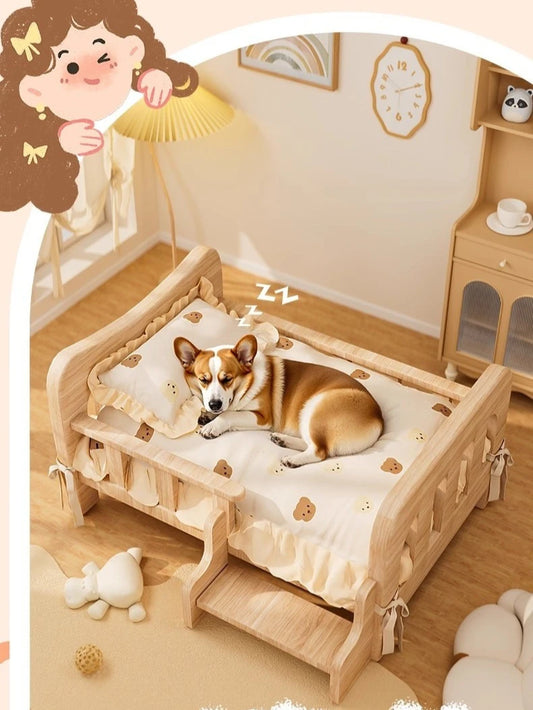 Pet bed, solid wood dog bed, all-season cat bed,pet sleeping sofa,cat bed and dog bed ，cat shelf ，cat condo，wooden cat furniture