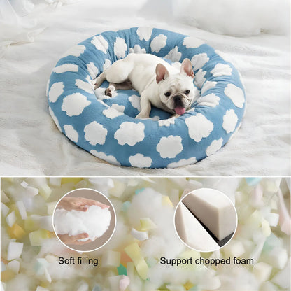 Sky Clouds Small Dog Kennel Cute Dog Bed For Pet Washable Puppy Beds Cozy Rectangle Orthopedic Pet Sofa Shaggy Plush Slip Bottom